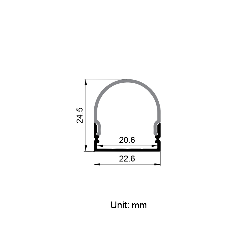 U Aluminum Channel LED Profile For 20mm Double Row LED Strip Lights